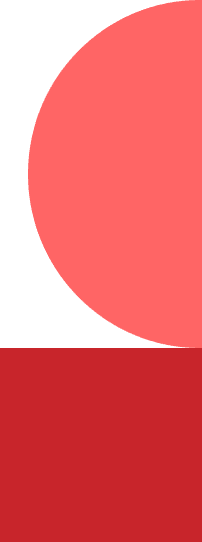 A large coral-red semicircle sits in the upper right on a light gray background. Below, a solid dark red rectangle spans the lower part of the image, dividing the background horizontally.