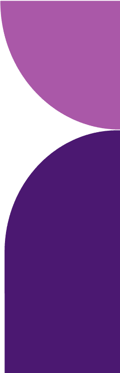 A minimalist geometric design with a white background. The top features a light purple semi-circle—evoking calm often found in health services—while the bottom displays a larger, darker purple semi-circle, both shapes partially cropped by the edges.